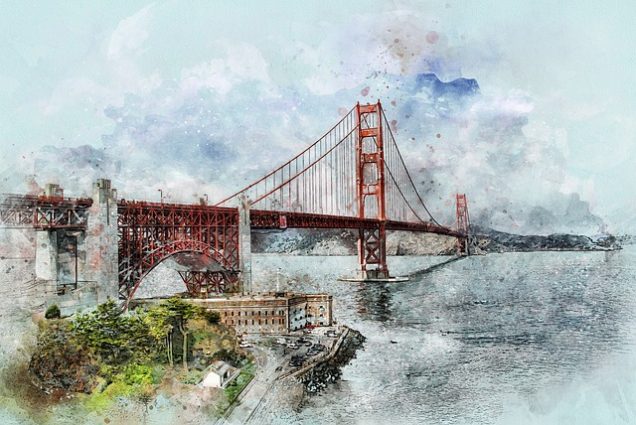 Apartments in San Antonio near Six Flags Fiesta A watercolor painting of the Golden Gate Bridge in San Francisco, with Apartments near Six Flags Fiesta.